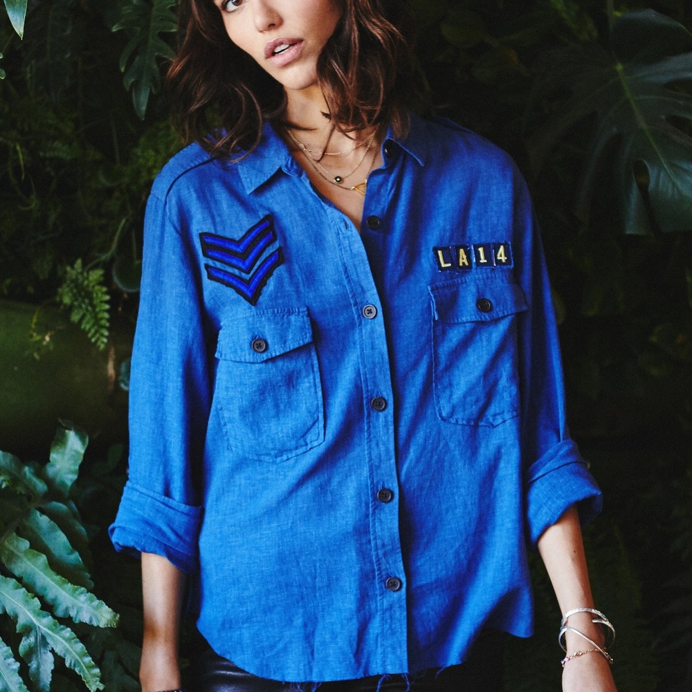 Rails Rare Military Shirt Oversized Patches
